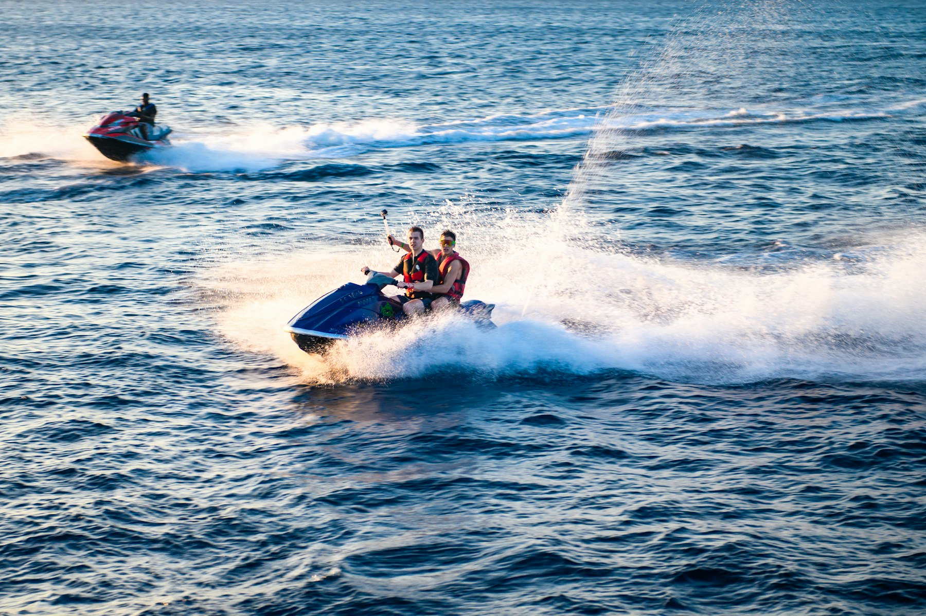 Two people on a jet ski